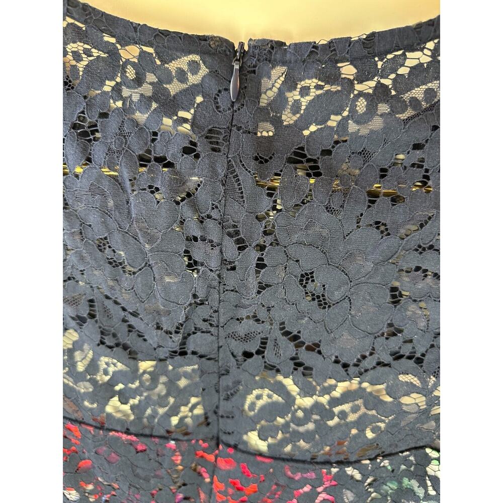 NWT Betsey Johnson Lace Overlay Floral Sheath Dress Navy Floral Women's Size 8 - Picture 9 of 13